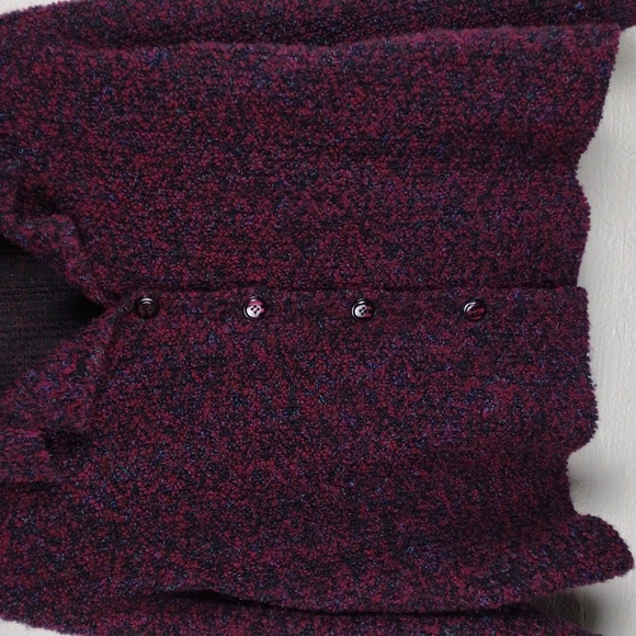 Dressbarn Woman Burgundy Knit  Collared Long Sleeve Button Up Cardigan Jacket - Picture 3 of 12